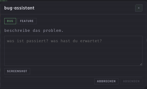 Bugreport-Dialog
