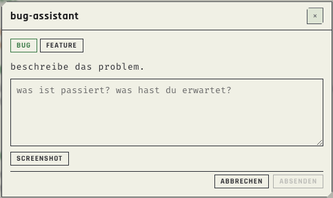 Bugreport-Dialog