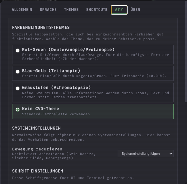 Settings — A11y