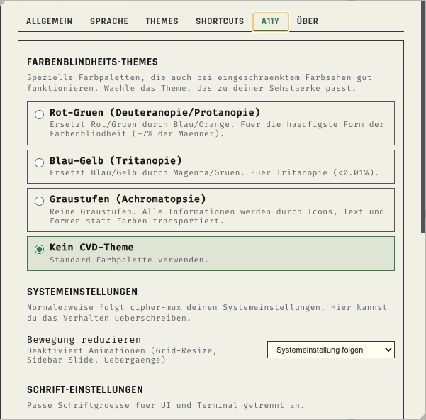 Settings — A11y